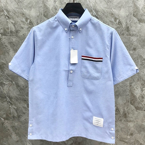 [홍콩명품.THOME BROWNE] 톰브라운 24SS 로고 3선 반팔 남방 티셔츠 (2컬러), BM14856, TB1, 홍콩명품의류,구매대행,온라인명품