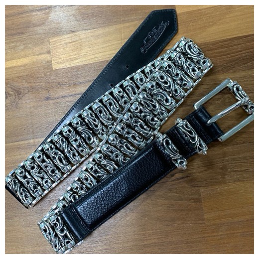 [홍콩명품.Chrome Hearts] 크롬하츠 24SS 로고 925실버(1000g) 레더 가죽 레이어드 벨트, BT1258, CR1, 명품레플리카,인터넷쇼핑몰,남자명품,해외직구