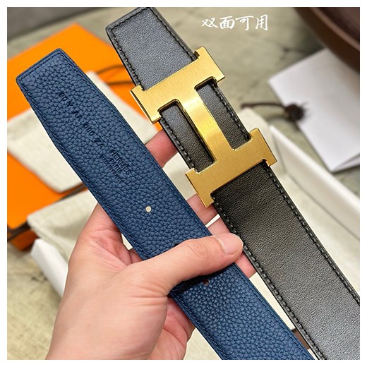 [홍콩명품.Hermes] 에르메스 24SS 금장 H로고 LEATHER STRAP 리버서블 레더 가죽 벨트 (블랙-블루), 3.8cm, BT1286, MR, 명품레플리카,인터넷쇼핑몰,남자명품,해외직구