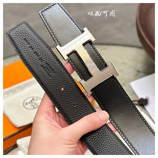 [홍콩명품.Hermes] 에르메스 24SS 은장 H로고 LEATHER STRAP 리버서블 레더 가죽 벨트 (블랙), 3.8cm, BT1289, MR, 명품레플리카,인터넷쇼핑몰,남자명품,해외직구