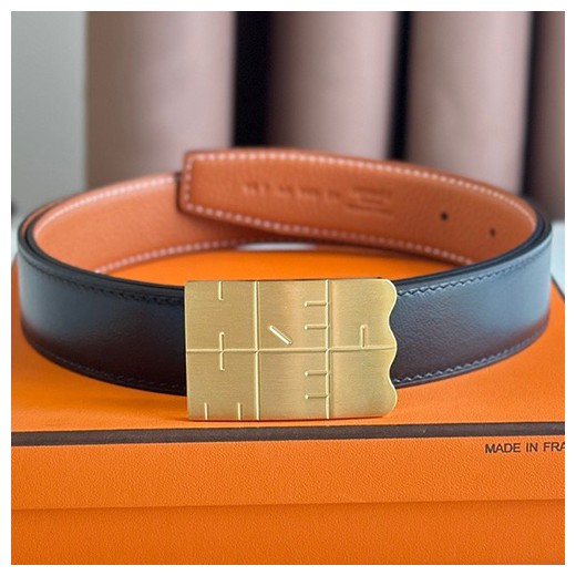 [홍콩명품.Hermes] 에르메스 24SS 금장 로고 BOUCLE DE CEINTURE TYPO & CUIR DE CEINTURE 리버서블 레더 가죽 벨트 (블랙-브라운), 3.2cm, BT1291, MR, 명품레플리카,인터넷쇼핑몰,남자명품,해외직구