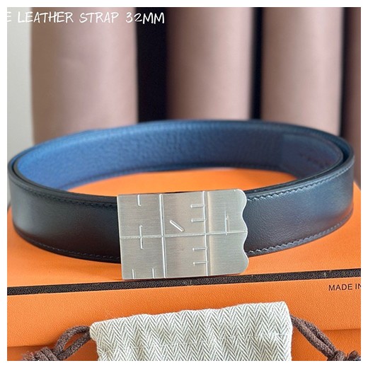 [홍콩명품.Hermes] 에르메스 24SS 은장 로고 BOUCLE DE CEINTURE TYPO & CUIR DE CEINTURE 리버서블 레더 가죽 벨트 (블랙-블루), 3.2cm, BT1295, MR, 명품레플리카,인터넷쇼핑몰,남자명품,해외직구