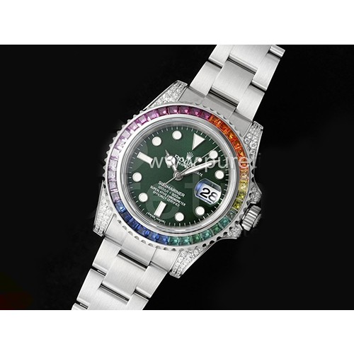 [홍콩명품시계.ROLEX] 로렉스 롤렉스 서브마리너 40mm 레인바우 베젤 그린 다이얼, 무브타임,남자명품시계,워치,손목시계