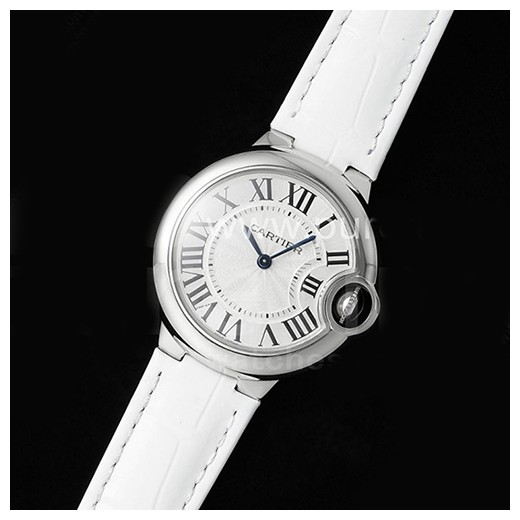 [홍콩명품시계.CARTIER] 까르띠에 발롱블루 33mm 화이트 다이얼 악어가죽 스트랩 