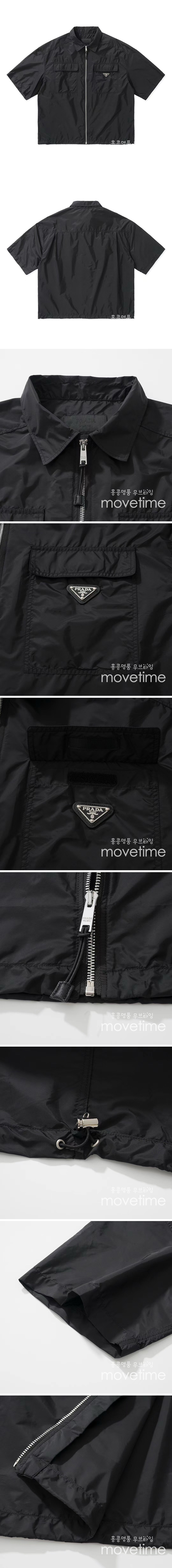 [홍콩명품,PRADA] 프라다 24SS 삼각로고 나일론 지퍼 쇼트 반팔 남방 셔츠 (블랙), BM15068, JU, 홍콩명품의류,구매대행,온라인명품