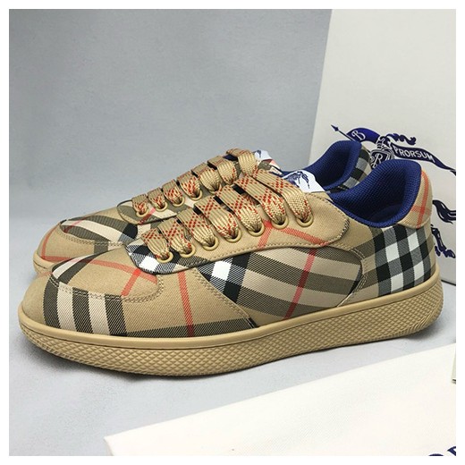 [홍콩명품.Burberry] 버버리 24SS 로고 체크 패턴 스니커즈 운동화 (카라멜), SE3736, PMD, 명품스니커즈,운동화,구두,로퍼,하이탑,신발