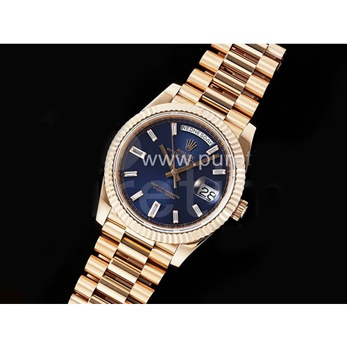 [ROLEX] 로렉스 롤렉스 데이데이트 40mm 로즈골드 크리스탈 마커 블루 다이얼