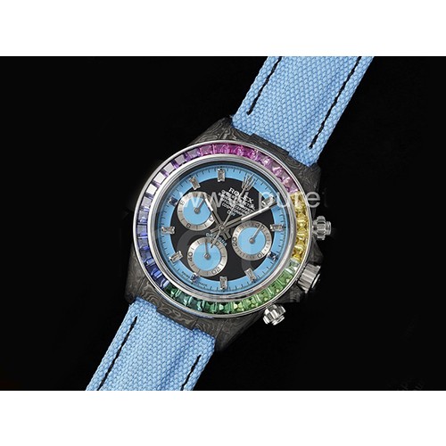 [홍콩명품시계.ROLEX] 로렉스 롤렉스 데이토나 카본 케이스 레인바우 다이아몬드 베젤 블루 다이얼