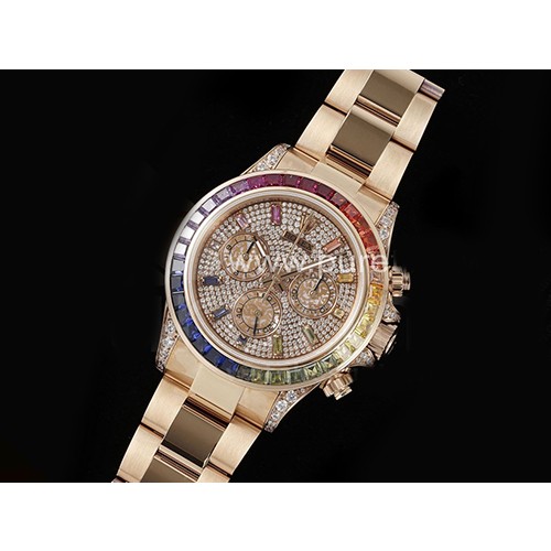 [홍콩명품시계.ROLEX] 로렉스 롤렉스 데이토나 로즈골드 레인바우 다이아몬드 베젤 다이아몬드 다이얼, 메탈시계