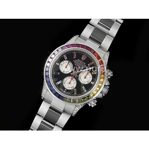 [홍콩명품시계.ROLEX] 로렉스 롤렉스 데이토나 레인바우 다이아몬드 베젤 블랙 다이얼, 메탈시계