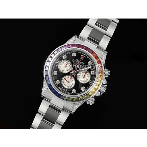 [홍콩명품시계.ROLEX] 로렉스 롤렉스 데이토나 레인바우 다이아몬드 베젤 블랙 다이얼, 메탈시계