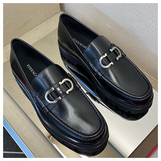 [홍콩명품.FERRAGAMO] 페레가모 24SS 로고 간치니 레더 가죽 굽 구두 로퍼 (2컬러), SE4075, S2, 명품스니커즈,운동화,구두,로퍼,하이탑,신발
