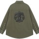 [홍콩명품.Chrome Hearts] 크롬하츠 24SS 로고 레더 장식 남방 셔츠 (카키), BM16073, JU, 홍콩명품의류,구매대행,온라인명품