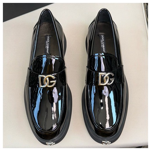 [홍콩명품.D&G] 돌체앤가바나 24SS 로고 레더 가죽 굽 구두 로퍼 (블랙), SE4167, S2, 명품스니커즈,운동화,구두,로퍼,하이탑,신발