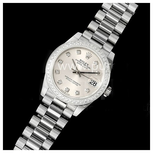 [홍콩명품시계.ROLEX] 로렉스 롤렉스 여성용 31mm 278289 다이아몬드 베젤 실버 다이얼, 메탈밴드