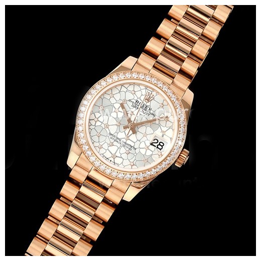 [홍콩명품시계.ROLEX] 로렉스 롤렉스 여성용 31mm 278285 로즈골드 다이아몬드 베젤 실버 다이얼, 메탈밴드