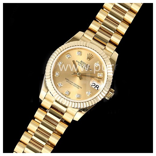 [홍콩명품시계.ROLEX] 로렉스 롤렉스 여성용 31mm 27828 옐로우골드 텐포인트 옐로우골드 다이얼, 메탈밴드