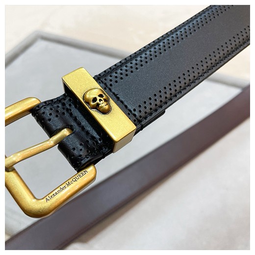 [홍콩명품.McQueen] 알렉산더맥퀸 24SS 로고 레더 가죽 벨트 (블랙-금장), 3.5cm, BT1349, BRB, 명품레플리카,인터넷쇼핑몰,남자명품,해외직구
