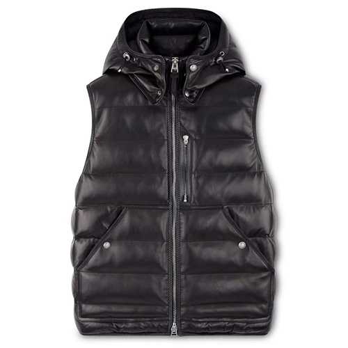 [홍콩명품.Tom Ford] 톰포드 24SS 로고 레더 가죽 후드 탈부착 다운 패딩 조끼 베스트  (블랙), BM17269, TOM, 홍콩명품의류,구매대행,온라인명품