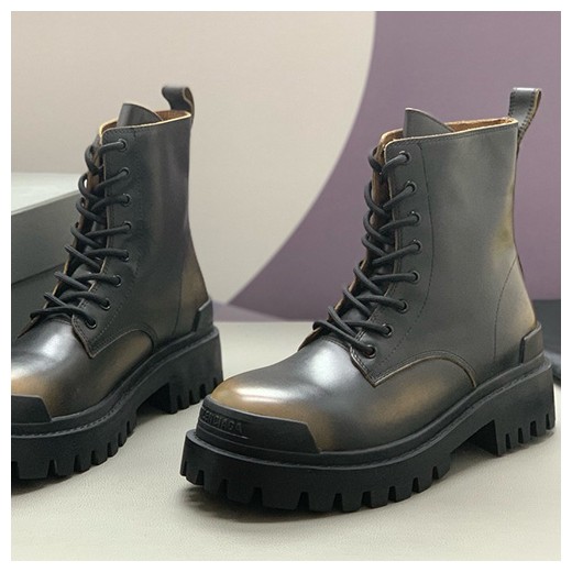 [홍콩명품.BALENCIAGA] 발렌시아가 24SS 로고 남여 레더 가죽 부츠 워커 (블랙-브라운), SE4380, PMD, 명품스니커즈,운동화,구두,로퍼,하이탑,신발