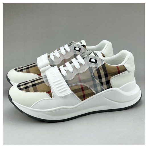 [홍콩명품.Burberry] 버버리 25SS 로고 레더 가죽 스니커즈 운동화 (화이트), SE4434, S3, 명품스니커즈,운동화,구두,로퍼,하이탑,신발