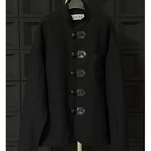 [홍콩명품.LOEWE] 로에베 25SS 로고 레더 포켓 린넨 셔츠 자켓 (블랙), BM18851, X2, 홍콩명품의류,구매대행,온라인명품