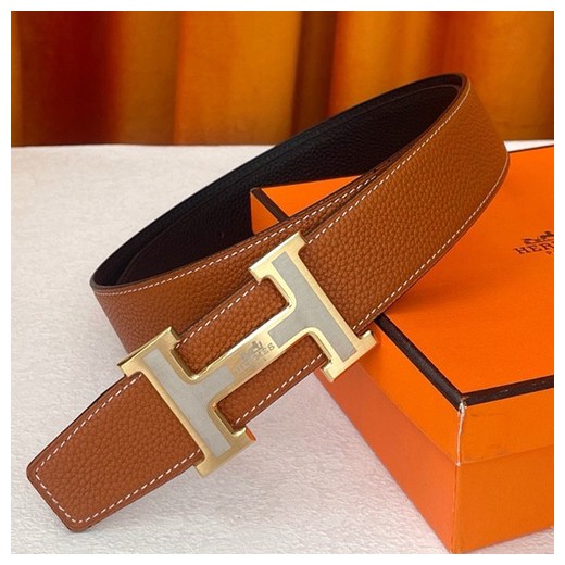 [홍콩명품.Hermes] 에르메스 25SS 로고 레더 가죽 리버서블 벨트 (금장-브라운), 3.8cm, BT1380, BE, 명품레플리카,인터넷쇼핑몰,남자명품,해외직구