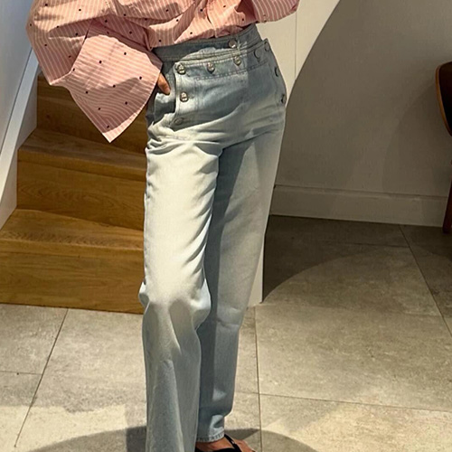 [홍콩명품.CHANEL] 샤넬 25SS 로고 여성 워싱 오버핏 데님 팬츠 진 청바지, BM19386, TBG, 홍콩명품의류,구매대행,온라인명품