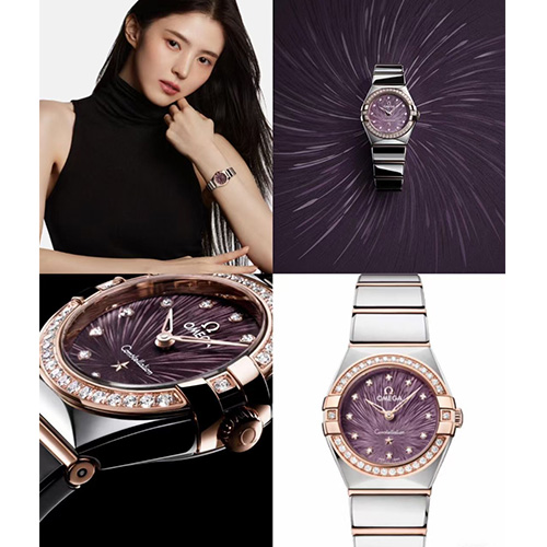 [홍콩명품시계.OMEGA] 오메가  컨스텔레이션 맨해튼 마더 오브 펄 다이아몬드 다이얼 27mm 여성용 쿼츠시계 131.15.28.60.60.001, X2