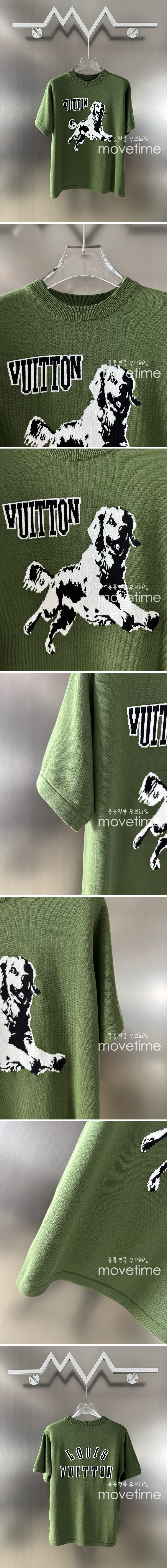 [홍콩명품.LOUIS VUITTON] 루이비통 25SS 로고 그래픽 니트 반팔 티셔츠 (그린), BM19398, JU, 홍콩명품의류,구매대행,온라인명품