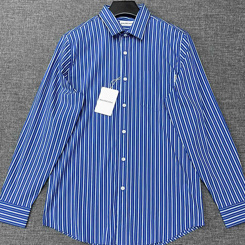 [홍콩명품.BALENCIAGA] 발렌시아가 25SS 로고 스트라이프 남방 셔츠 (블루), BM19427, JQ, 홍콩명품의류,구매대행,온라인명품