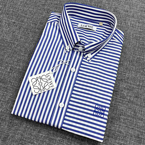 [홍콩명품.LOEWE] 로에베 25SS 로고 자수 스트라이프 남방 셔츠 (블루), BM19429, JQ, 홍콩명품의류,구매대행,온라인명품
