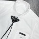 [홍콩명품,PRADA] 프라다 25SS 삼각로고 레더 넥타이 포플린 남방 셔츠 (화이트), BM19506, G5, 홍콩명품의류,구매대행,온라인명품