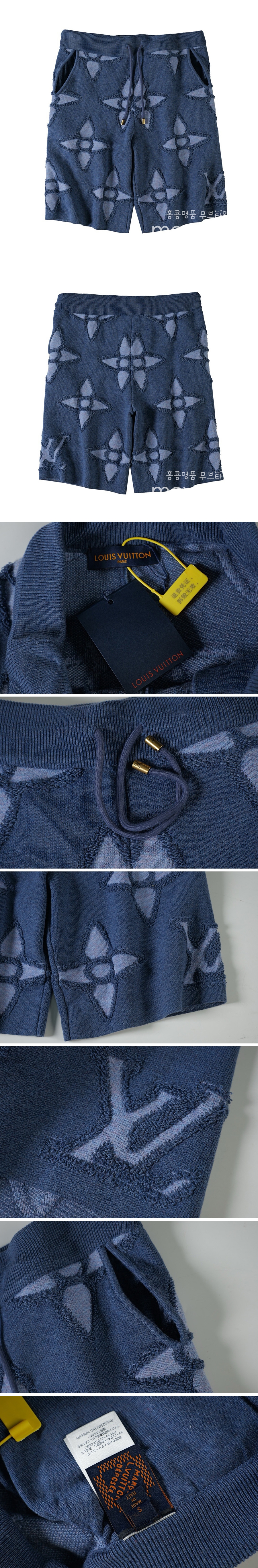 [홍콩명품.LOUIS VUITTON] 루이비통 25SS 로고 모노그램 캐시미어 쇼츠 반바지 (블루), BM19514, JU, 홍콩명품의류,구매대행,온라인명품