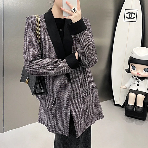 [홍콩명품.CHANEL] 샤넬 25SS 로고 여성 V넥 코트 자켓 (블랙), BM19563, PG, 홍콩명품의류,구매대행,온라인명품