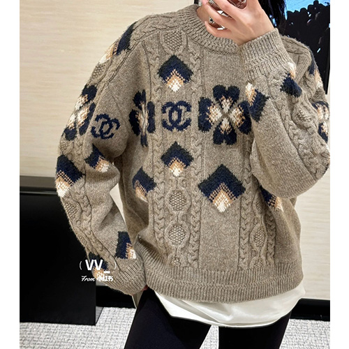 [홍콩명품.CHANEL] 샤넬 25SS 로고 여성 니트 스웨터 (그레이), BM19605, 13C, 홍콩명품의류,구매대행,온라인명품