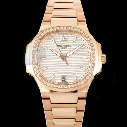 [홍콩명품시계.PATEK PHILIPPE] 파텍필립 노틸러스 7118 로즈골드 여성용 다이아몬드 베젤 35mm 실버 다이얼