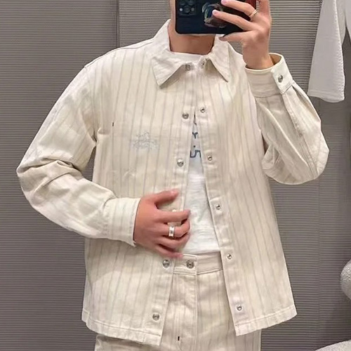 [홍콩명품,Christian Dior] 디올 25SS 로고 스트라이프 데님 셔츠 자켓 + 오버핏 데님 팬츠 진 청바지 상하의 세트 (아이보리), BM19622, KB, 홍콩명품의류,구매대행,온라인명품