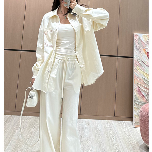 [홍콩명품.CHANEL] 샤넬 25SS 로고 여성 남방 셔츠 + 오버핏 팬츠 바지 상하의 세트 (2컬러), BM19719, TBG, 홍콩명품의류,구매대행,온라인명품