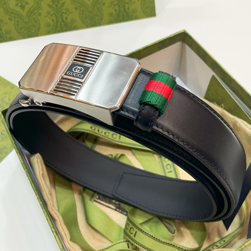 [홍콩명품.Gucci] 구찌 25SS 로고 레더 가죽 자동 벨트 (블랙-은장), 3.5cm, BT1400, BRB, 명품레플리카,인터넷쇼핑몰,남자명품,해외직구