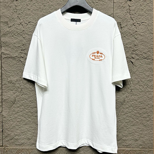 [홍콩명품,PRADA] 프라다 25SS 로고 자수 반팔 티셔츠 (2컬러), BM19803, KB, 홍콩명품의류,구매대행,온라인명품