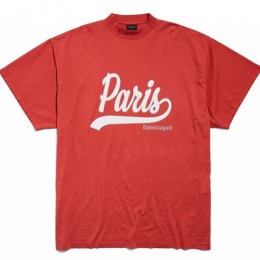 [홍콩명품.BALENCIAGA] 발렌시아가 25SS 로고 그래픽 프린트 반팔 티셔츠 (레드), BM19869, JL, 홍콩명품의류,구매대행,온라인명품