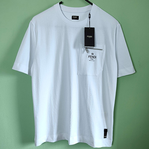[홍콩명품,FENDI] 펜디 25SS 로고 자수 포켓 반팔 티셔츠 (2컬러), BM19871, JL, 홍콩명품의류,구매대행,온라인명품