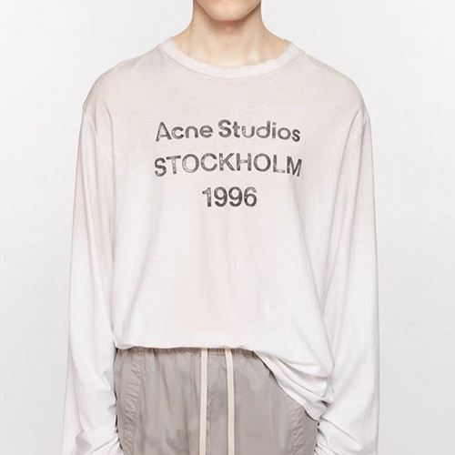 [홍콩명품.ACNE STUDIOS] 아크네 25SS 로고 프린트 그라데이션 긴팔 티셔츠 (화이트), BM19872, JL, 홍콩명품의류,구매대행,온라인명품