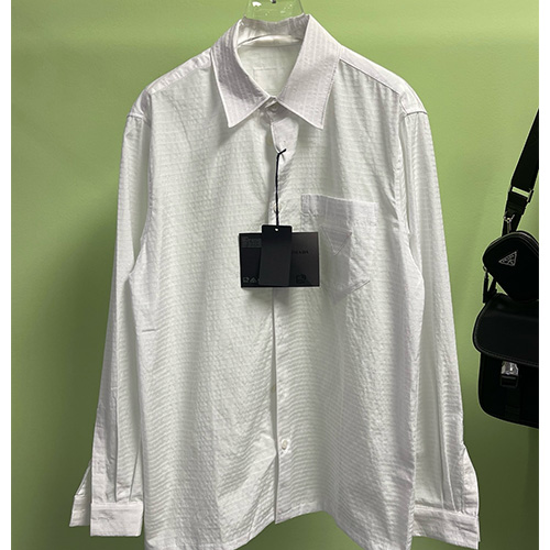 [홍콩명품,PRADA] 프라다 25SS 로고 패턴 남방 셔츠 (화이트), BM19895, JL, 홍콩명품의류,구매대행,온라인명품