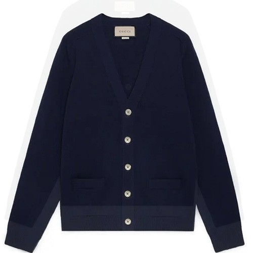 [홍콩명품.Gucci] 구찌 25SS 로고 V넥 캐시미어 니트 가디건 (블루), BM19901, JL, 홍콩명품의류,구매대행,온라인명품