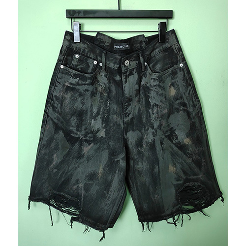 [홍콩명품,G/R] 그렉로렌 GR 25SS 로고 패턴 빈티지 데님 쇼츠 반바지 (블랙), BM19907, JL, 홍콩명품의류,구매대행,온라인명품