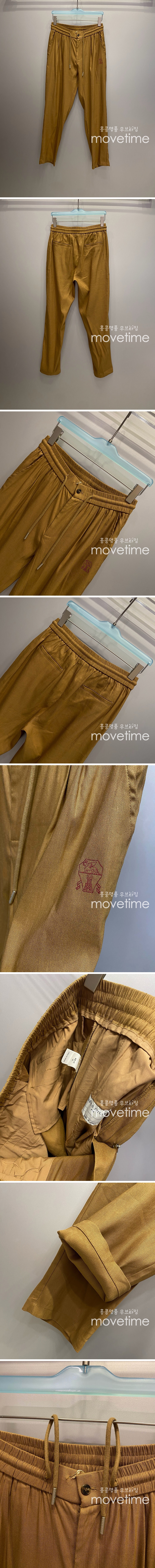 [홍콩명품.Brunello Cucinelli ] 브루넬로 쿠치넬리 25SS 로고 자수 린넨 팬츠 바지 (브라운), BM20009, JU, 홍콩명품의류,구매대행,온라인명품