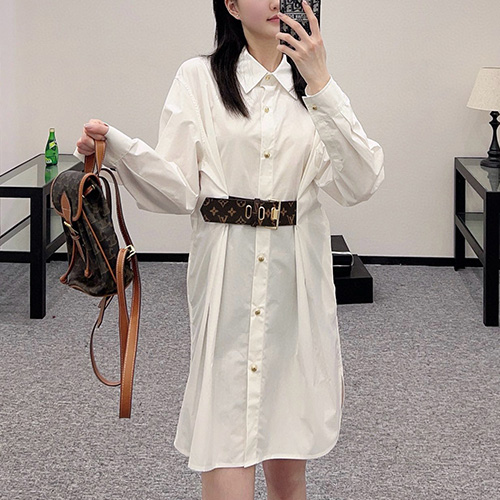 [홍콩명품.LOUIS VUITTON] 루이비통 25SS 로고 여성 벨티드 셔츠 원피스 (2컬러), BM20078, CC, 홍콩명품의류,구매대행,온라인명품