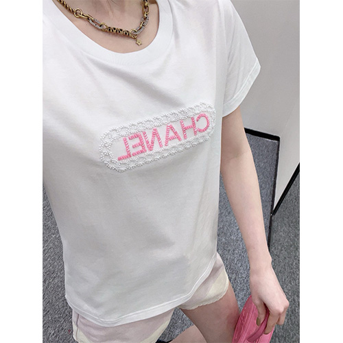 [홍콩명품.CHANEL] 샤넬 25SS 로고 여성 반팔 티셔츠 (2컬러), BM20082, CC, 홍콩명품의류,구매대행,온라인명품
